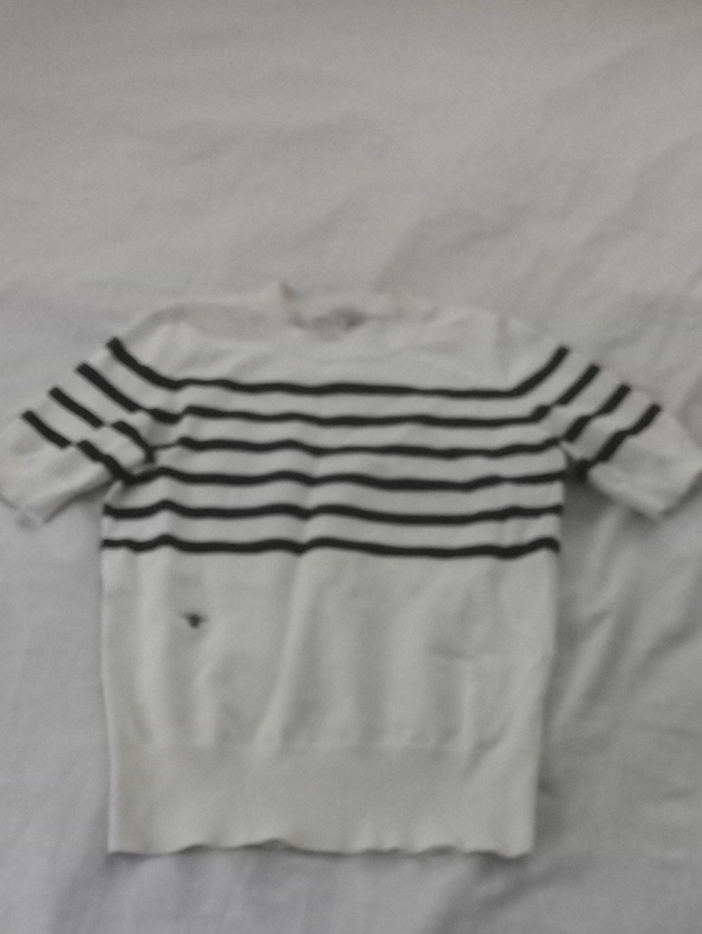 Dior White and Blue Striped Short Sleeve Knit Top Size XS